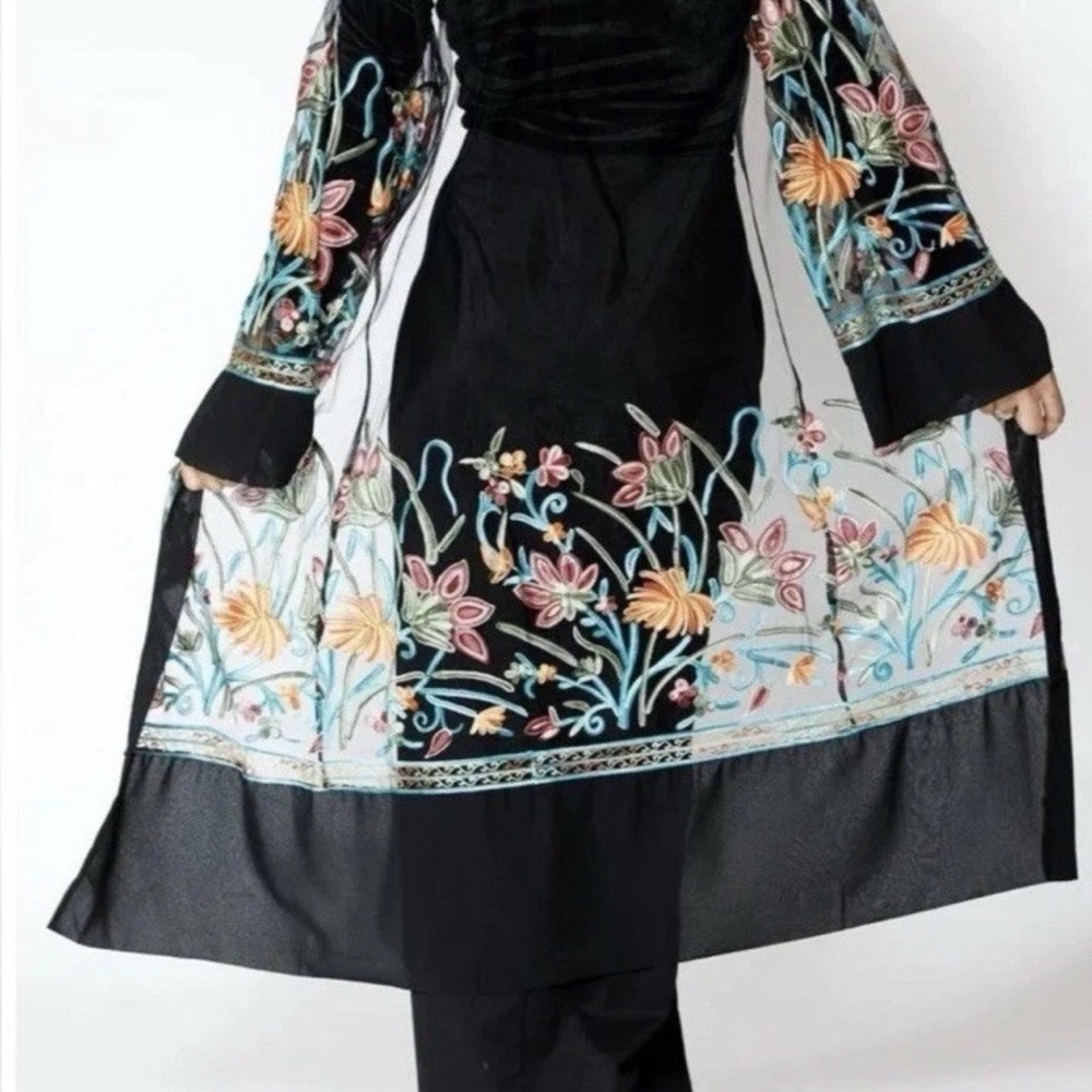 Urban Modesty Floral Embroidered Sheer Midi Cardigan Size XL